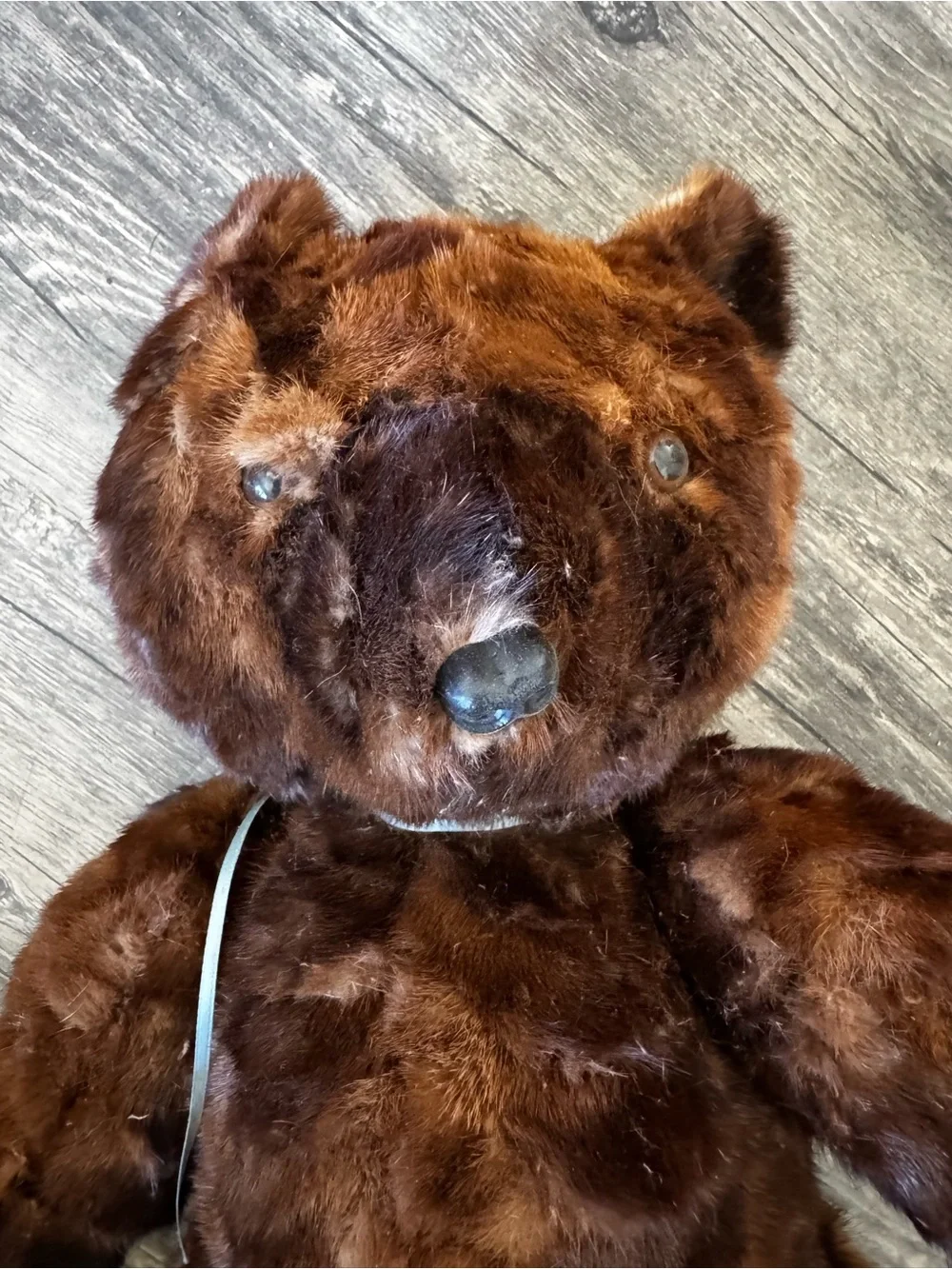 Vintage artist-made jointed teddy bear with real mink fur,  19” standing